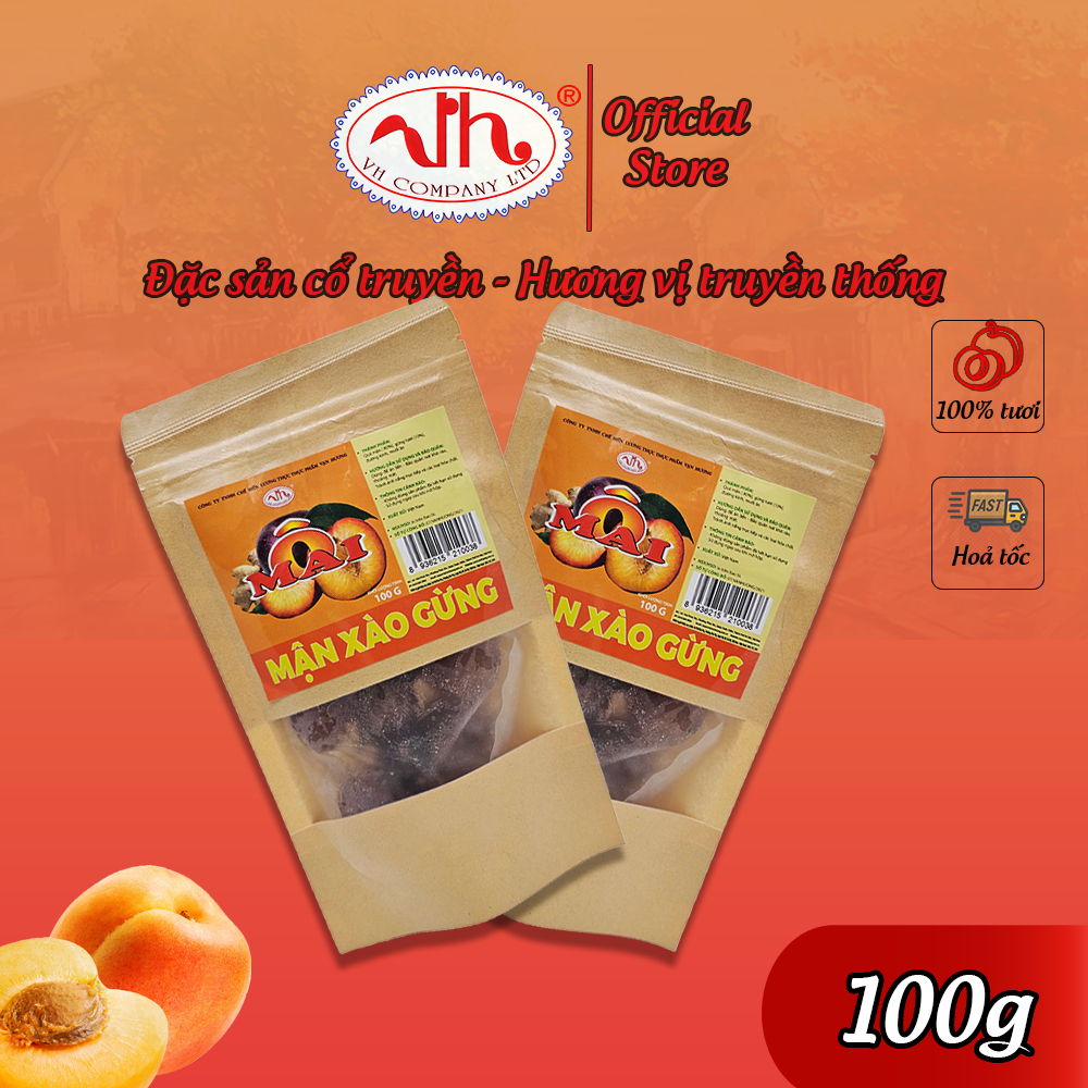 Ô Mai Mận Xào Gừng Vạn Hương Chuẩn Vị Truyền Thống hộp (200gr, 350gr), túi zip (100gr)