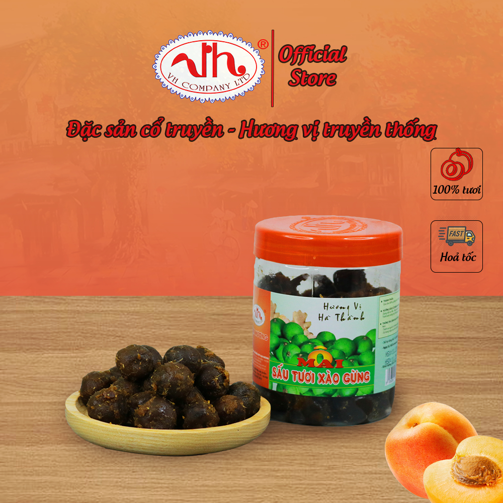 Ô Mai Sấu Tươi Xào Gừng Vạn Hương Chuẩn Vị Truyền Thống hộp (200gr, 350gr), túi zip (100gr)