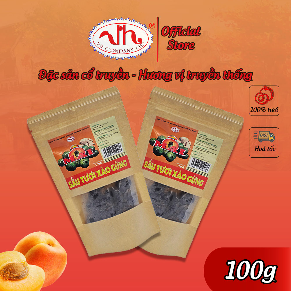 Ô Mai Sấu Tươi Xào Gừng Vạn Hương Chuẩn Vị Truyền Thống hộp (200gr, 350gr), túi zip (100gr)