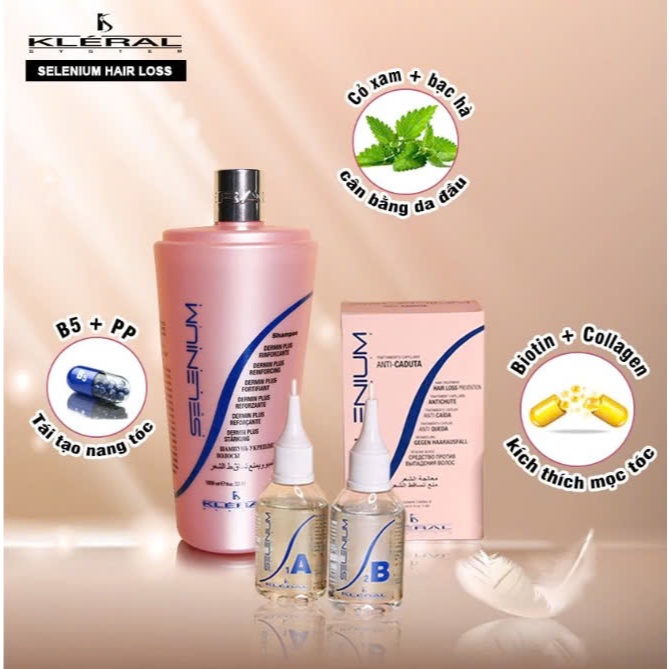 Dầu Gội Organic Selenium Kleral | Rụng | Gàu | Nấm Da Đầu | Made in italia | Dung Tích 330ml, 1000ml