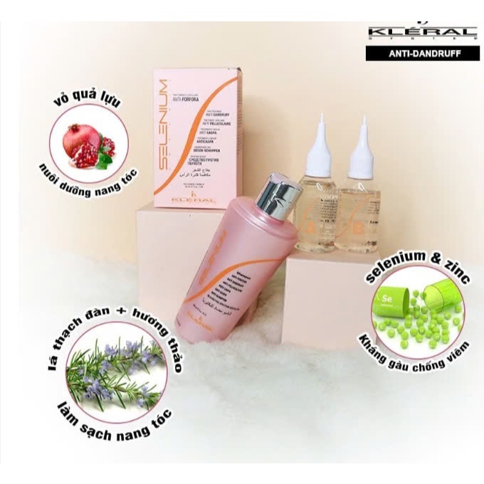 Dầu Gội Organic Selenium Kleral | Rụng | Gàu | Nấm Da Đầu | Made in italia | Dung Tích 330ml, 1000ml