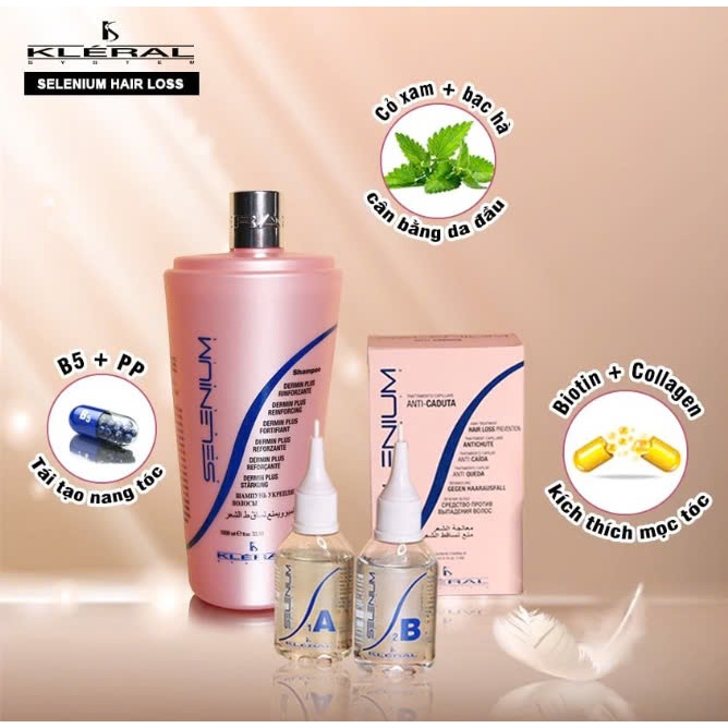 Dầu Gội Organic Selenium Kleral | Rụng | Gàu | Nấm Da Đầu | Made in italia | Dung Tích 330ml, 1000ml