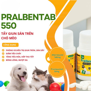 PRALBENTAB 550 – Thuốc tẩy Giun Sán Và Sán Dây Dành Cho Chó Và Mèo Giảm Tiêu Chảy Bệnh Đường Ruột