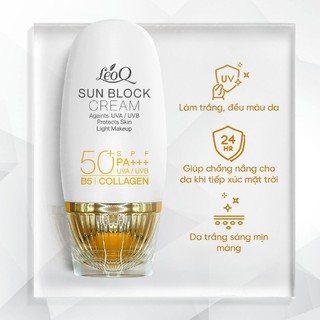Kem Chống Nắng LeoQ Sun Block B5 Collagen SPF50+++ .60g Vàng.  L84 - TL 60G ( BB LIGHT MAKEUP)