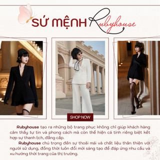 Blazer thiết kế xuông eo 2 màu đen trắng Rubyhouse, áo dạ nữ phối 6 cúc trẻ trung, cá tính