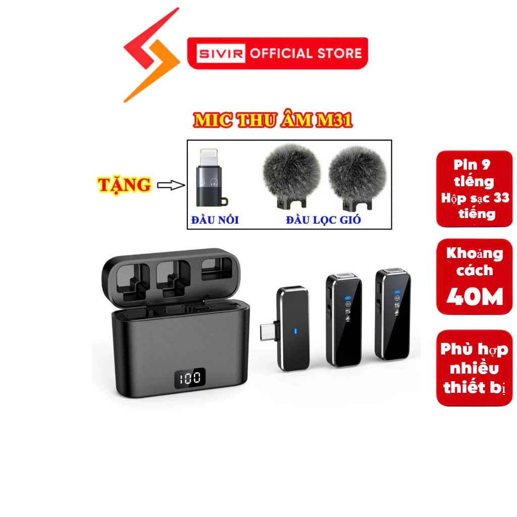 Mic Thu Âm Không Dây Cho Điện Thoại M31 - Bật Tắt Lọc Ồn - Micro Ghi Âm ...