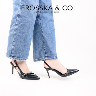 Erosska - Slingback cao gót mũi nhọn phối dây đan chéo thời trang cao 10cm - EH046