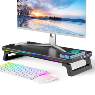 Kệ giá đỡ màn hình PC gấp gọn kiêm Sạc Không Dây BT109 – LED RGB – 3 Cổng USB