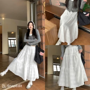 Triangle - (Giá thanh lý không hoàn) Long White Skirt Chân váy dài màu trắng dáng xòe Hàn Quốc