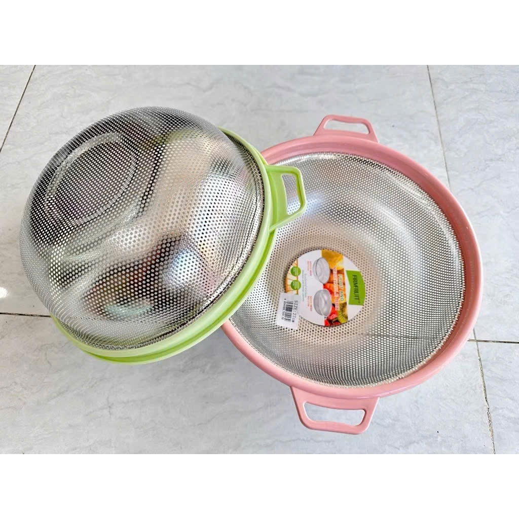 RỔ INOX VIỀN NHỰA 27CM DÙNG RỬA RAU, ĐỰNG RAU CỦ | Shopee Việt Nam