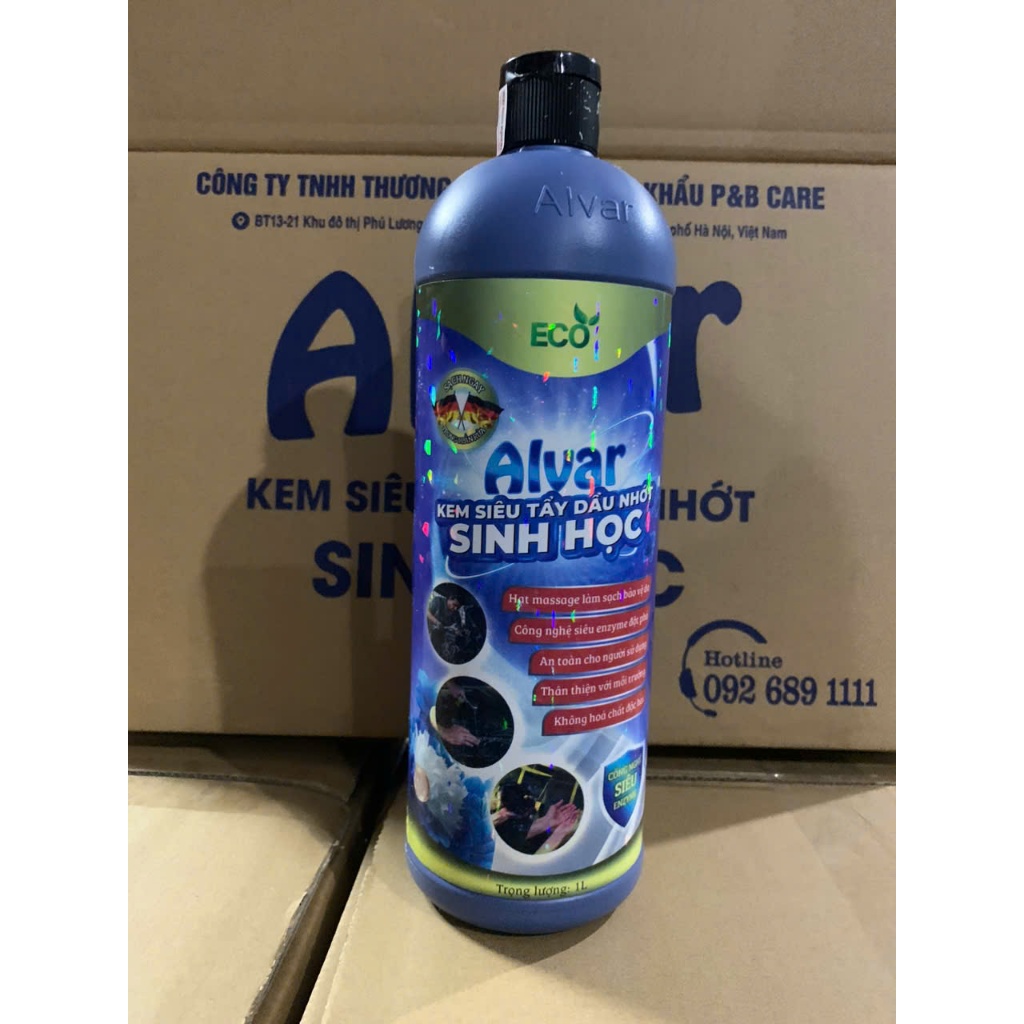 Siêu tẩy dầu nhớt cơ khí Alvar 1000ml an toàn cho da tay, công nghệ sinh học tẩy siêu nhanh trong 1 lần tẩy