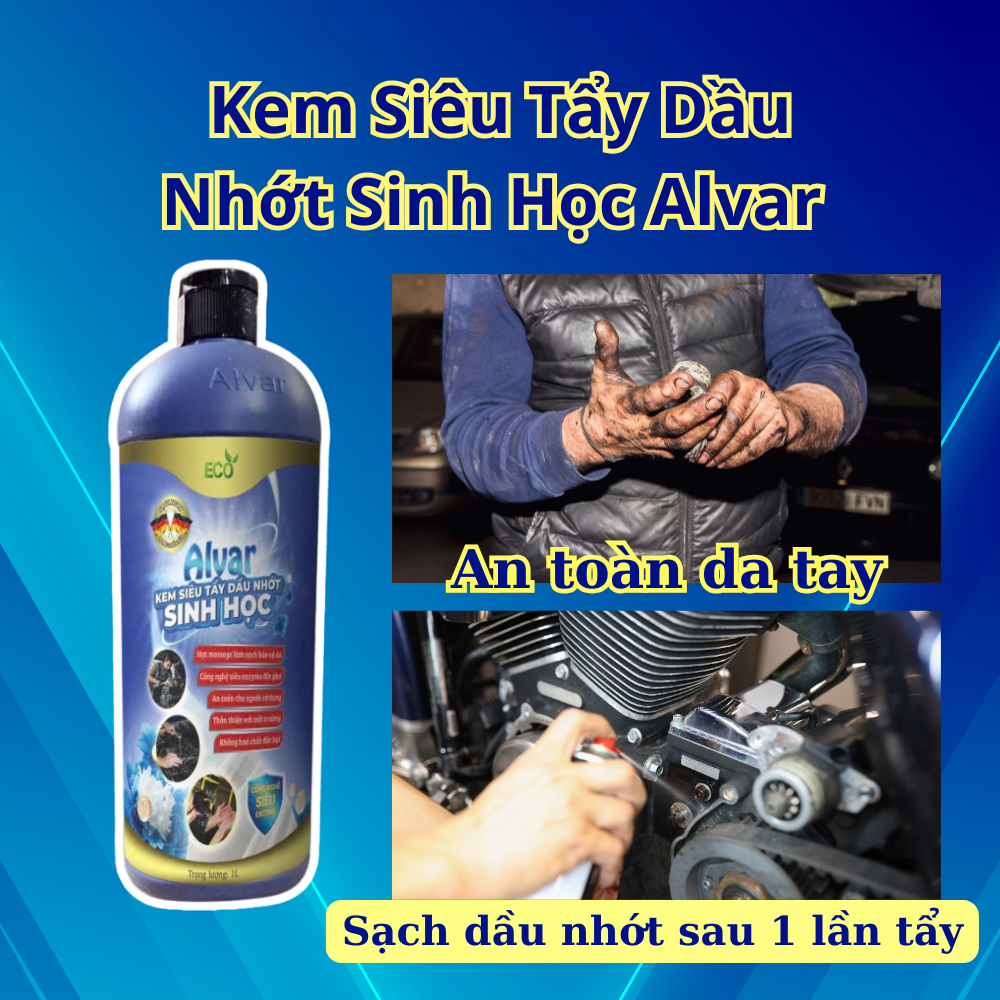 Siêu tẩy dầu nhớt cơ khí Alvar 1000ml an toàn cho da tay, công nghệ sinh học tẩy siêu nhanh trong 1 lần tẩy