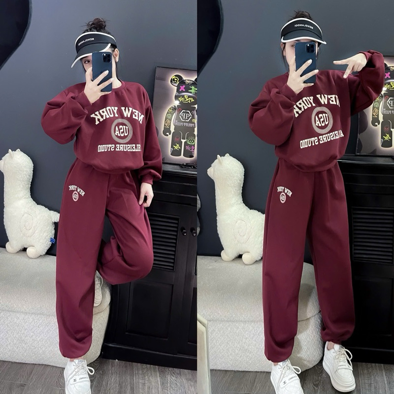 Set bộ nỉ New Yrk chất nỉ 2 da hàng QC