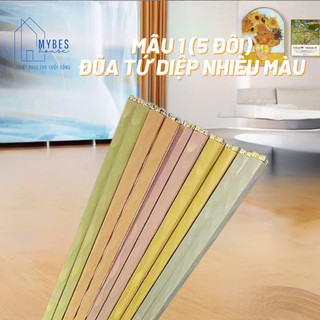 Bộ 5 đôi đũa hoa tứ diệp hợp kim sợi thuỷ tinh kháng khuẩn không nấm mốc chịu được nhiệt độ cao hiện đại sang trọng