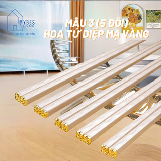 Bộ 5 đôi đũa hoa tứ diệp hợp kim sợi thuỷ tinh kháng khuẩn không nấm mốc chịu được nhiệt độ cao hiện đại sang trọng