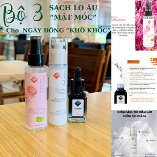 Combo dưỡng da giúp giảm thâm, nám và đều màu da Serum 20ml, kem dưỡng sáng da 50g và nước hoa hồng.