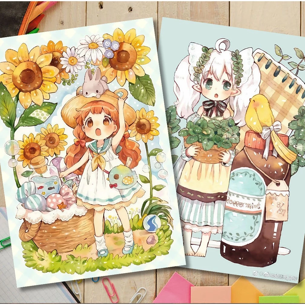 Tranh Tô Màu ChiBi Ngọt Ngào Chất Giấy Dầy Đẹp Luyện Vẽ Giảm Stress 02