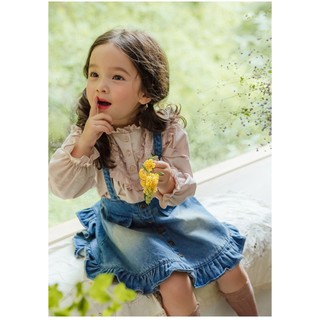 𝐀𝐩𝐫𝐢𝐥 𝐛𝐞́𝐛𝐞́ - Strawberry Set Váy yếm áo sơ mi bé gái vintage Dễ Thương thanh lịch Mùa thu