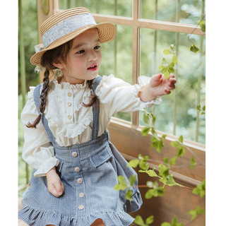 𝐀𝐩𝐫𝐢𝐥 𝐛𝐞́𝐛𝐞́ - Strawberry Set Váy yếm áo sơ mi bé gái vintage Dễ Thương thanh lịch Mùa thu
