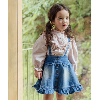 𝐀𝐩𝐫𝐢𝐥 𝐛𝐞́𝐛𝐞́ - Strawberry Set Váy yếm áo sơ mi bé gái vintage Dễ Thương thanh lịch Mùa thu