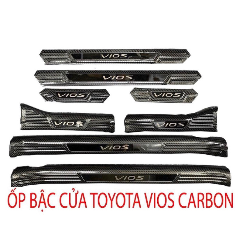 Ốp bậc cửa, nẹp bước chân xe Toyota vios 2019-2026 Vân carbon hàng cao cấp