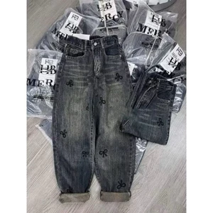 Quần baggy jean thêu nơ dành cho nữ