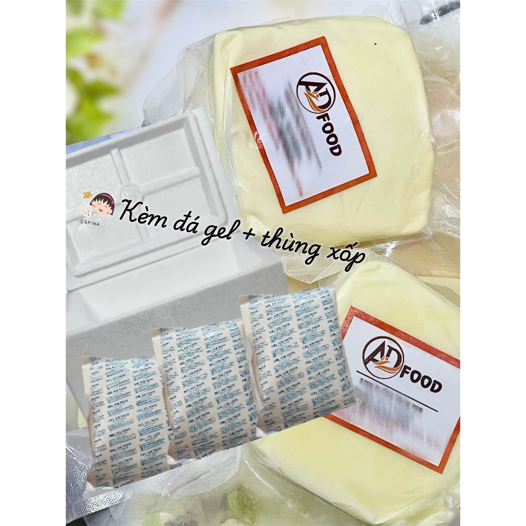 (SHIP TOÀN QUỐC) 1kg phô mai kéo sợi mozzarella (500gx2) có thùng xốp và 1 đá gel giữ nhiệt