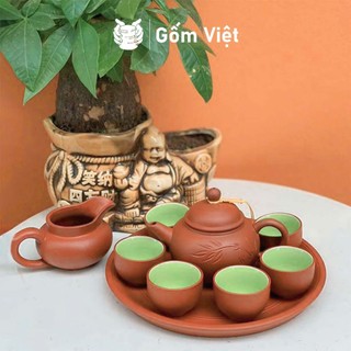 Bộ ấm chén tử sa đất nung dáng bích yên màu đỏ, đen dung tích 320ml - Gốm sứ Bát Tràng - Gốm Việt