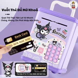 Đồ Chơi Két Sắt Tiết Kiệm Kuromi / Melody Dễ thương Mở Khóa Vân Tay Mật Khẩu Có Thẻ Từ Nhạc Và Đèn Thú Vị Cho Bé