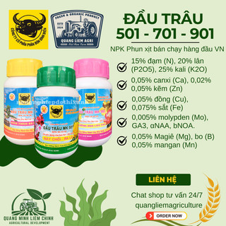 Phân bón lá Đầu Trâu 501 - 701 - 901 (hũ 100gram), dùng được cho mọi giai đoạn của cây trồng