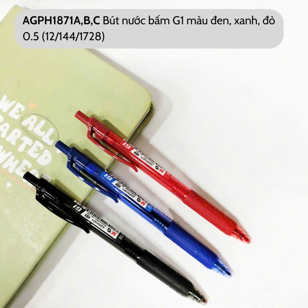 Product image Bút gel nước siêu trơn M&G AGPH 1871 ngòi 0.5mm mực đều viết đẹp hàng chính hãng màu xanh, đen, đỏ 1