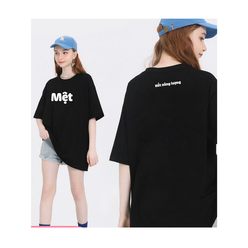 Áo thun unisex Mệt hết năng lượng hài hước hot trend, áo phông nam nữ cổ tròn chất liệu cotton mềm mại co dãn ta547