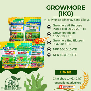 Phân bón lá Growmore (Gói 1KG)  đủ các chỉ số 30-10-10; 20-20-20; 10-55-10; 6-30-30