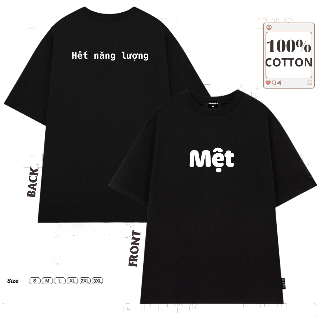 Áo thun unisex Mệt hết năng lượng hài hước hot trend, áo phông nam nữ cổ tròn chất liệu cotton mềm mại co dãn ta547