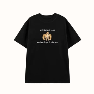 Áo thun nữ in slogan Anh tập tạ hài hước, áo phông unisex nam nữ cổ tròn chất liệu 100% cotton mềm mại co dãn ta565