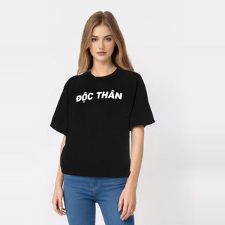 [HOT TREND] Áo thun unisex in chữ ĐỘC THÂN Slogan hài hước,áo phông nam nữ cổ tròn chất liệu cotton mềm mại co dãn ta554