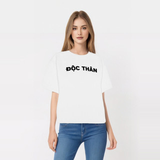 [HOT TREND] Áo thun unisex in chữ ĐỘC THÂN Slogan hài hước,áo phông nam nữ cổ tròn chất liệu cotton mềm mại co dãn ta554