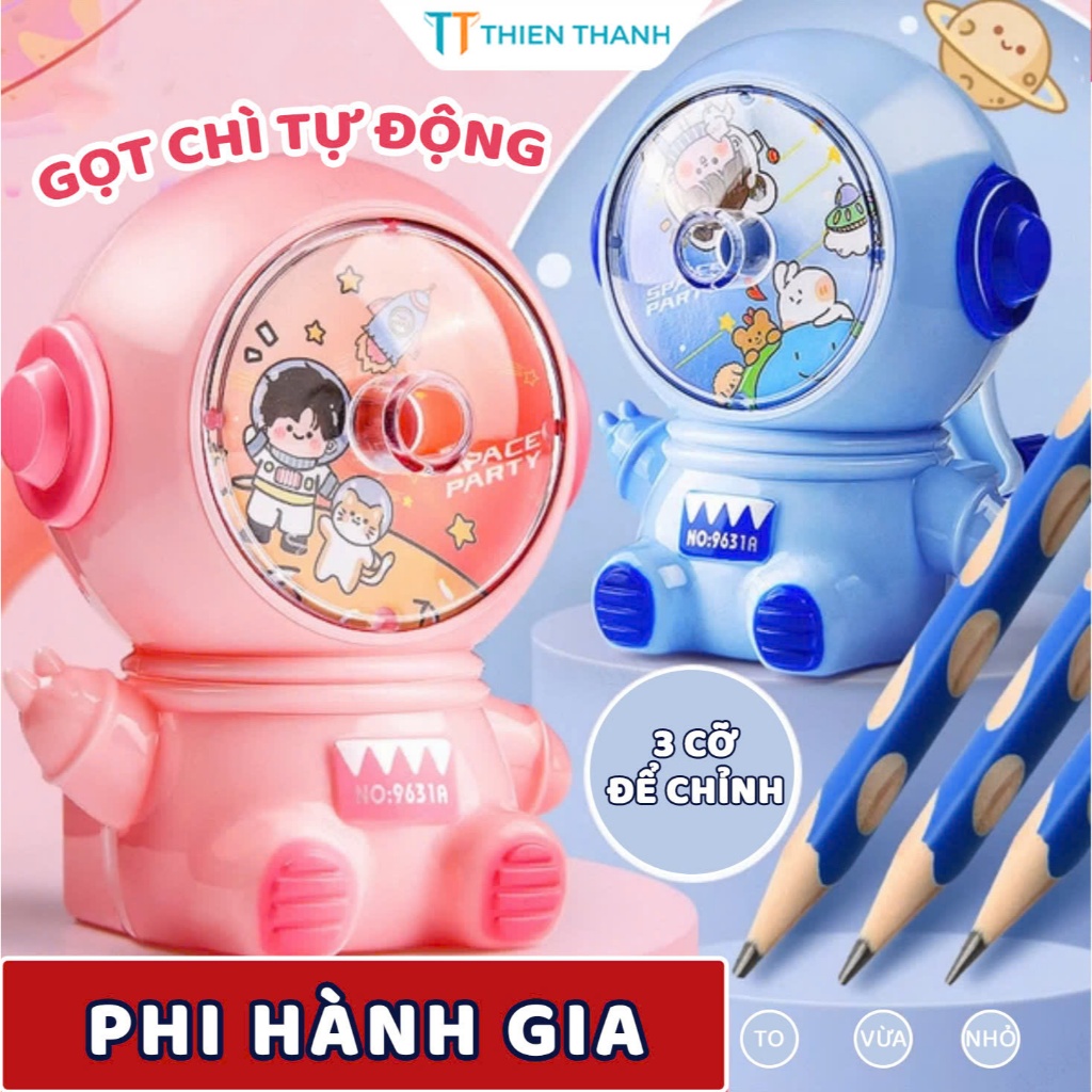 Máy Gọt Bút Chì Tự Động, Đồ Chuốt Bút Chì Quay Tay Phi Hành Gia Dễ Thương Độc Lạ