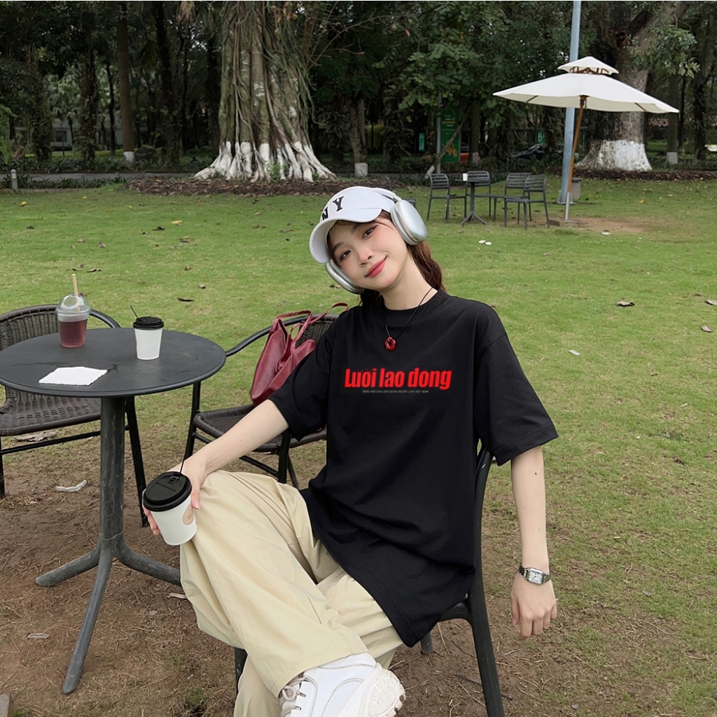 [HOT TREND] Áo thun unisex Lười lao động Slogan hài hước, áo phông nam nữ cổ tròn chất liệu cotton mềm mại co dãn ta553