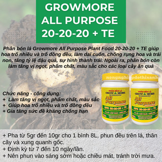 Phân bón lá Growmore (hũ 100gram) đủ các chỉ số 30-10-10; 20-20-20; 10-55-10; 6-30-30