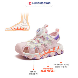Dép quai hậu bít mũi Hobibear có đế EVA cao 3cm cho bé AU7880 Pink chính hãng