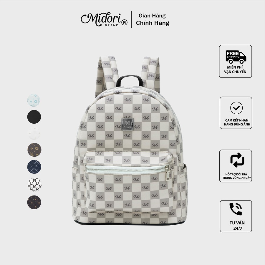 Balo da PU Season 9 đi học thời trang Nam nữ trượt nước đựng laptop Local Brand Midori M Studio