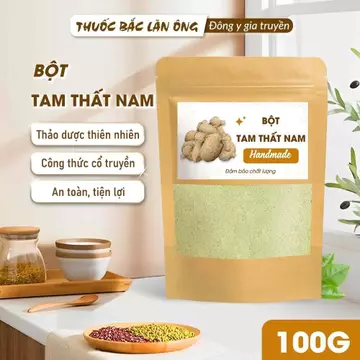 Bột tam thất nam 100g, nguyên chất, thơm, mịn, pha uống tốt cho sức khoẻ - Lãn Ông