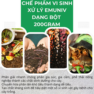 Chế phẩm vi sinh xử lý phế thải hữu cơ - EMUNIV dạng bột (gói 200gram)