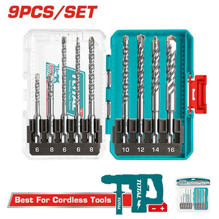 TOTAL Bộ 8 và Bộ 9 mũi khoan bê tông đuôi gài SDS TACSDL11806 & TACSDL30906