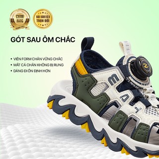 Sandal Hobibear AU7880 green, dép quai hậu ba quai dành cho bé trai chính hãng