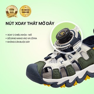 Sandal Hobibear AU7880 green, dép quai hậu ba quai dành cho bé trai chính hãng