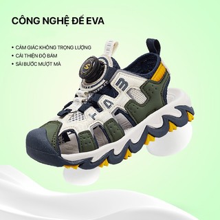 Sandal Hobibear AU7880 green, dép quai hậu ba quai dành cho bé trai chính hãng