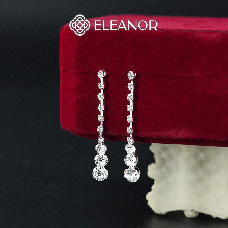 Bông tai nữ chuôi bạc 925 Eleanor Accessories đính đá phụ kiện trang sức khuyên tai cô dâu 8671