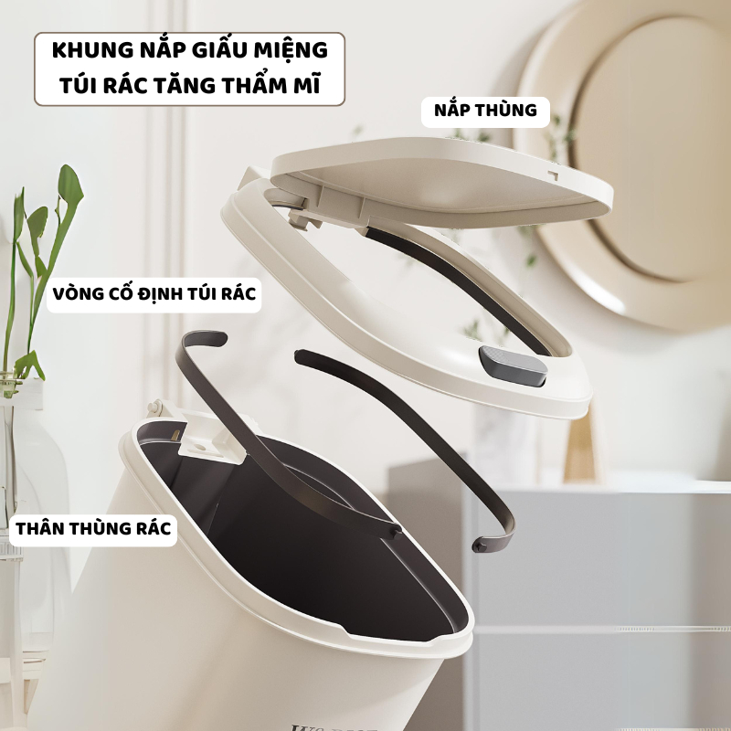 Thùng Rác Đạp Chân ENODA HOME Lớn 10L, 15L, 20L, 30L, Thùng Đựng Rác Có Nắp Đậy TR021